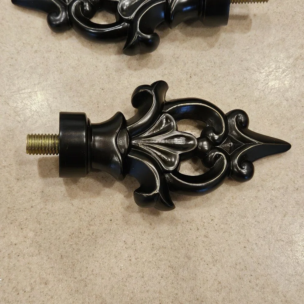 RARE NEW PAIR FRONTGATE FLOURISH OUTDOOR ALL WEATHER ORB CURTAIN ROD FINIAL END